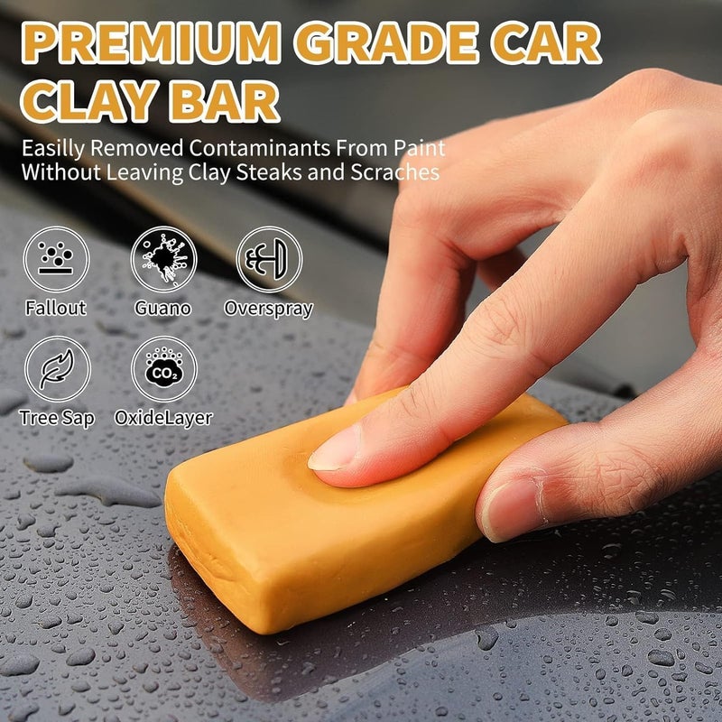 Wontolf Car Clay Bars Auto Detailing and Clay Luber Synthetic Lubricant Kit, Premium Grade 4 Clay Bars, Clay bar Lubricant Tablets 10 Pack(1pc=16 fl oz), Car Wash Kit for Detailing Cleaning - Image 2